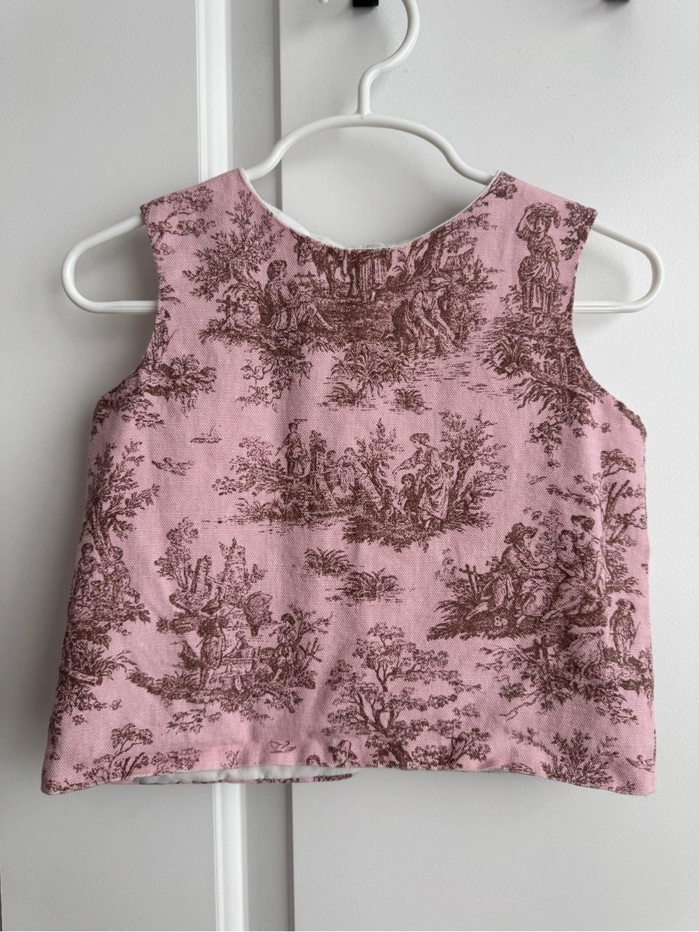Vintage 90s Children's Place Pink Toile Floral Button Back Top 4